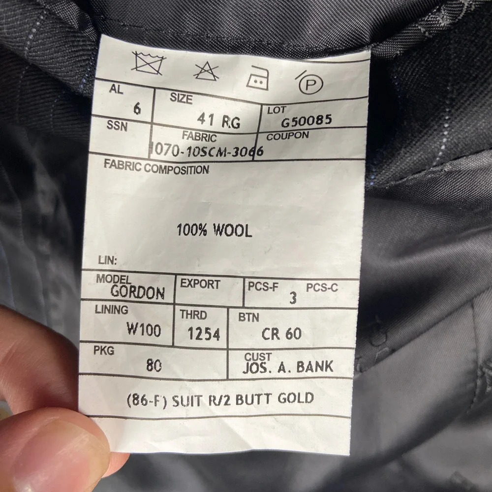 Jos A Bank 2 Piece Suit Men 41R Blazer 35x31 Pant Pinstripe Signature Gold Wool